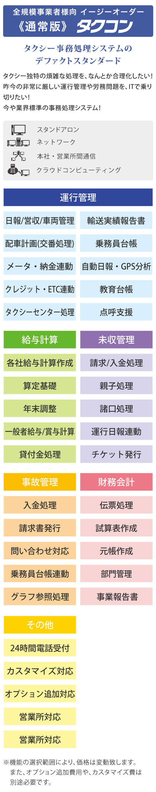 全規模事業者様向 イージーオーダー 通常版 タクコン